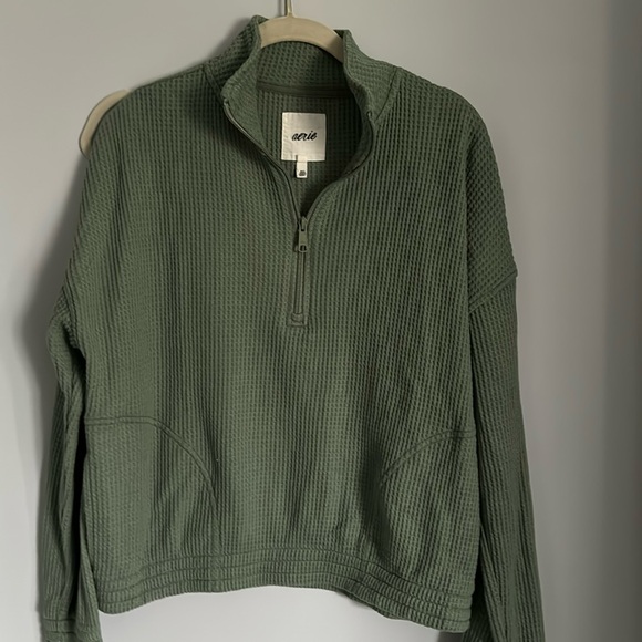 aerie Tops - Aerie Green Waffle Half Zip